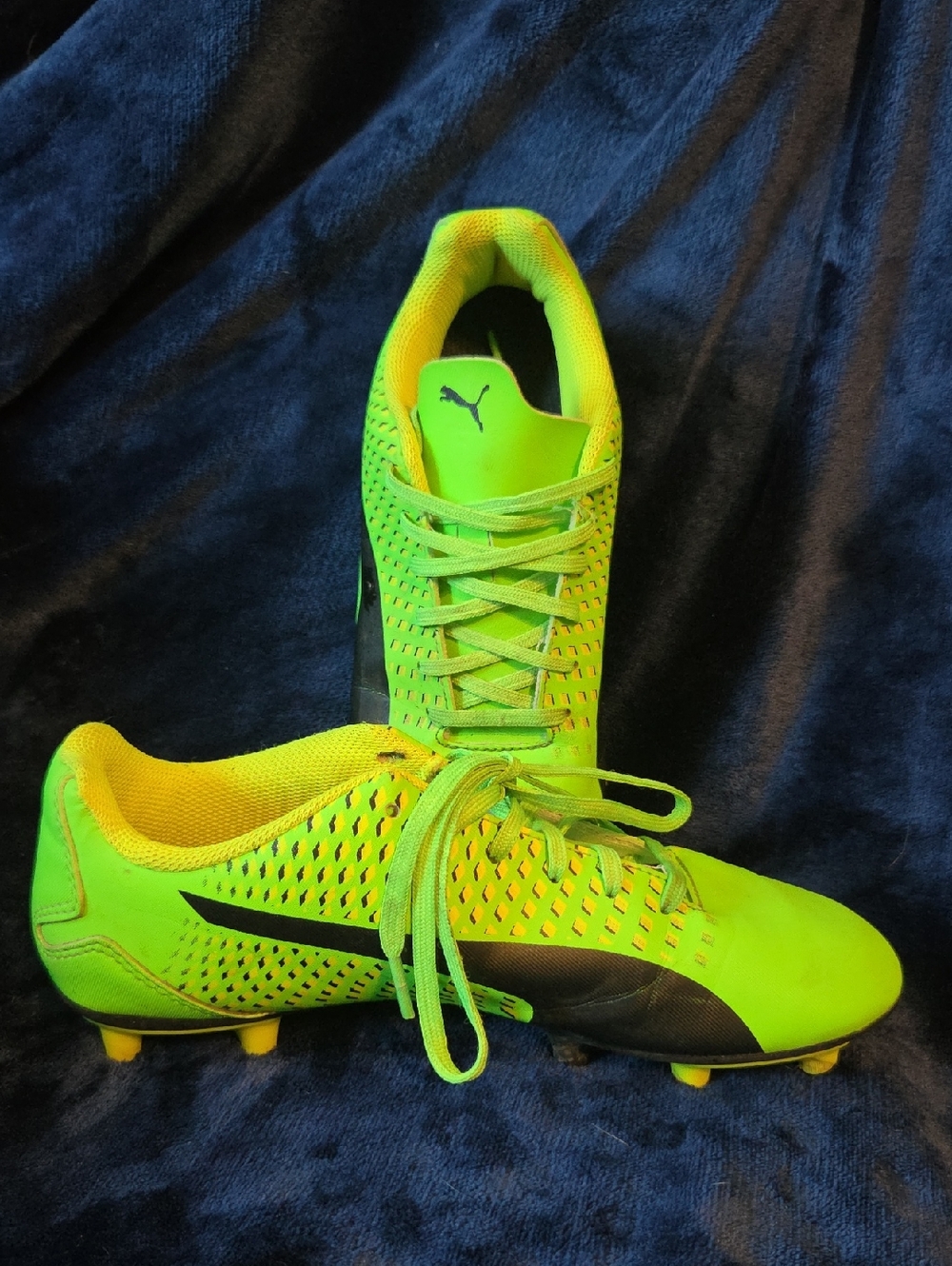 Puma Bright Neon Green and Black Soccer Cleats
